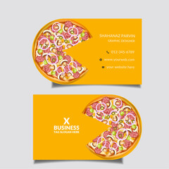half-circle pizza shop business card design 