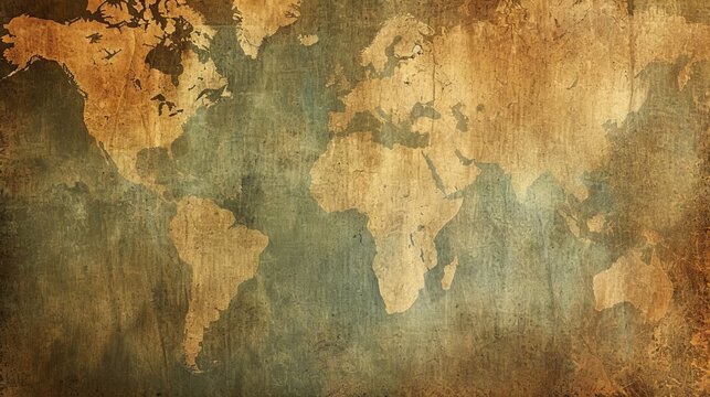 Brush strokes and textures creating a vintage map background