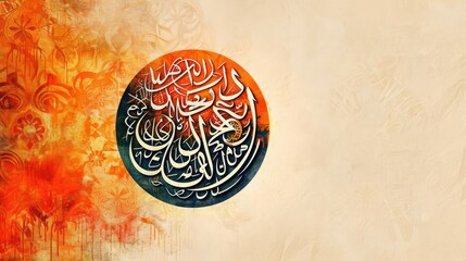 Islamic Art Inspired Ramadan Greeting Card with Calligraphy