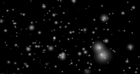 Cinematic snowfall loop animation of a surreal realistic snowflake falling bg. Snowfall winter overlay slowly falling motion graphic on a black backdrop.Snow flake for Christmas new year 2026,2025.