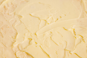 Texture of tasty homemade butter as background, top view