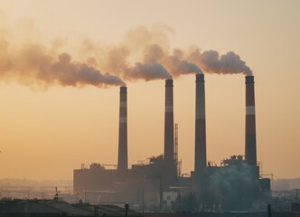 industry metallurgical plant dawn smoke smog emissions bad ecology aerial