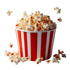 A bucket of tasty popcorn on a transparent background