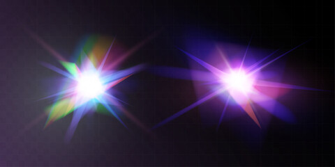 Light crystal shiny hologram bokeh. Set of transparent color effects.	
