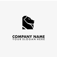 Square lion head logo vector template.