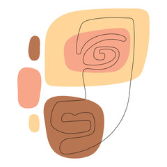 Face one line drawing poster with Abstract shapes and editable stroke. Minimalistic style Woman portrait. Hand drawing design isolated on white background. Vector illustration for interior decoration