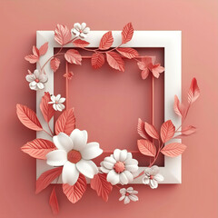 Beautiful frame with paper flowers
