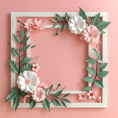 Beautiful frame with paper flowers
