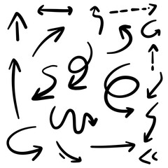 Set of Bold arrow doodle vector