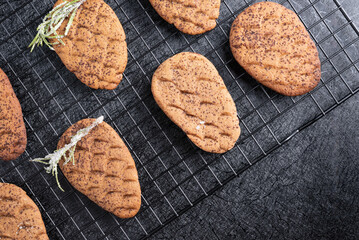 Pinecone shaped ginger snap cookies.