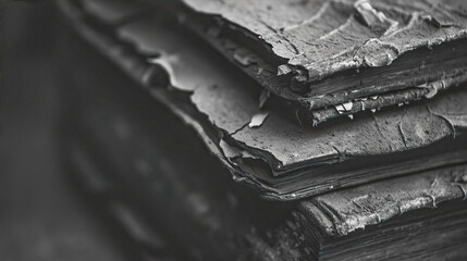 Grunge black and white texture with burnt books
