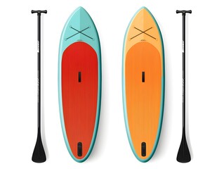 Paddle board isolated image, sport equipment, outdoor activity, product illustration, icon design. AI generated.