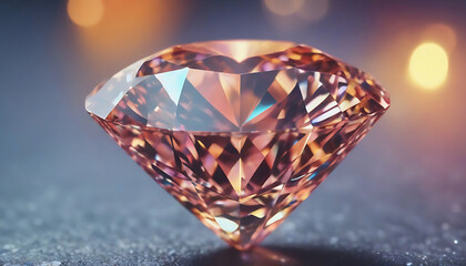 Luxury diamond on shiny background with bokeh. 3d rendering. Generative AI