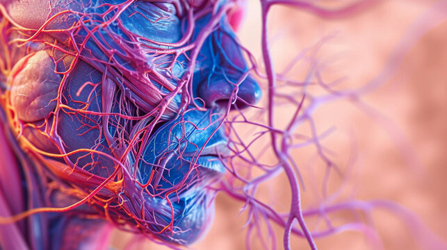 A dynamic visual representation of lymphatic vessels integrated into an educational infographic, combining accurate anatomical details with creative elements to enhance understandi