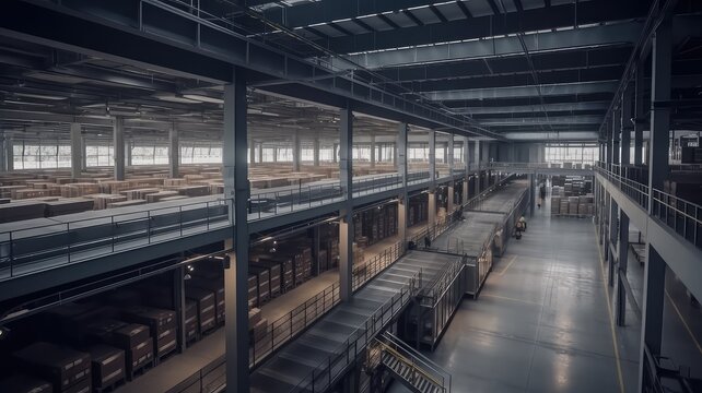 modern industrial logistic warehouse for goods storage