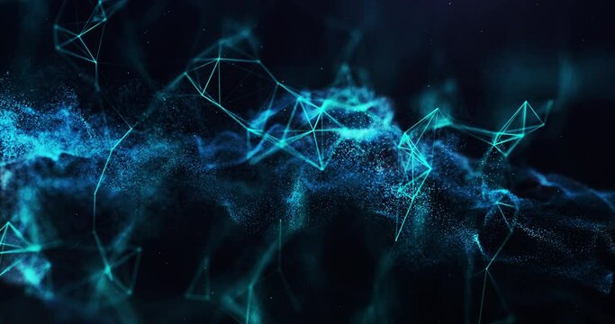 Plexus Particles Background. Futuristic Digital Plexus Particles and Dust Background.