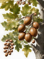 acorns and oak leaves