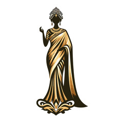 Obraz premium Vector saree with women's figure clothing logo design, Generative Ai