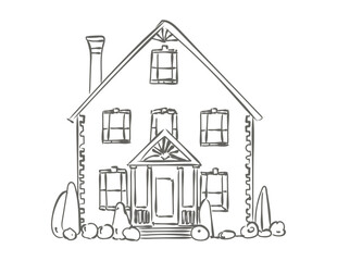 vector sketch of american brick  house