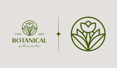 Leaf Flower Tree monoline. Universal creative premium symbol. Vector sign icon logo template. Vector illustration