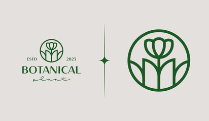 Leaf Flower Tree monoline. Universal creative premium symbol. Vector sign icon logo template. Vector illustration