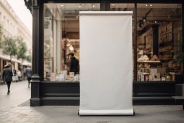 Advertising Stand Banner (empty roll-up poster) - mockup template - obrazy, fototapety, plakaty