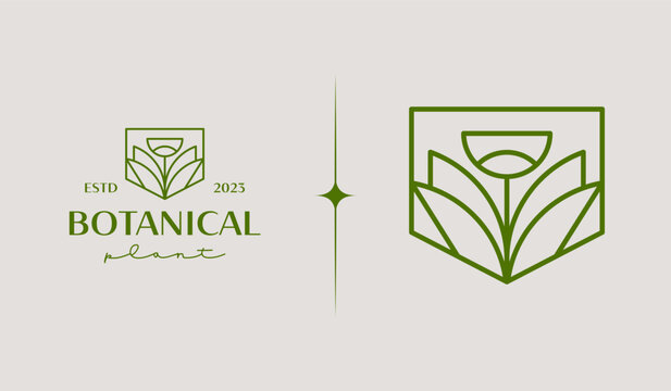 Leaf Flower Tree monoline. Universal creative premium symbol. Vector sign icon logo template. Vector illustration