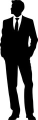 business man silhouette pose. AI generated illustration.