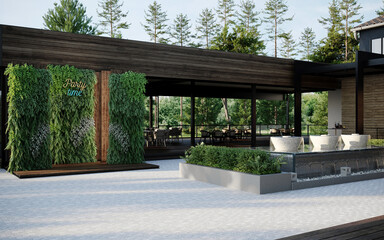 3d rendering restaurant event center outdoor design