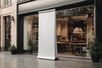 Advertising Stand Banner (empty roll-up poster) - mockup template - obrazy, fototapety, plakaty