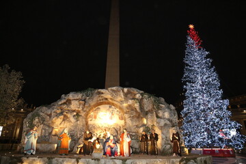St. Peter's Square, Christmas 2023, Nativity scene and tourists, Vatican City