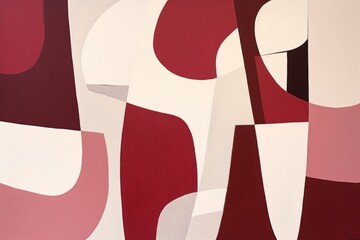 Burgundy abstract simple shapes, style of Matisse