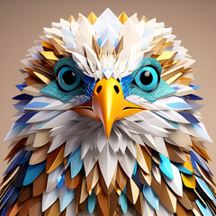 Fototapeta premium 3D render of a bird made of crystals and precious stones. Generative AI 