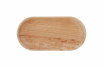 Bamboo wooden tray on white isolated