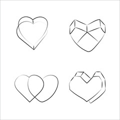 Hand drawn hearts, 3D heart. Design elements for Valentine's day. 