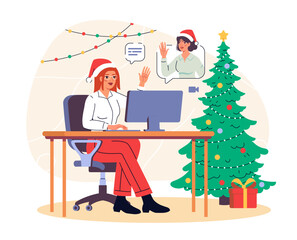 Christmas office scene vector