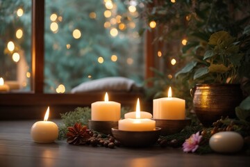 Obraz na płótnie Canvas christmas decoration with candles
