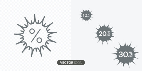 Discount offer numbers of percent sign icon. special offer, discount,  isolated transparent . 10%, 20%, 30%,40%, tag badge, sticker, label vector icon in line style design for website,