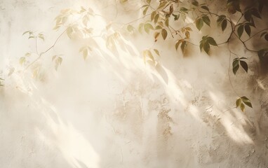 trees and leaves on light beige walls