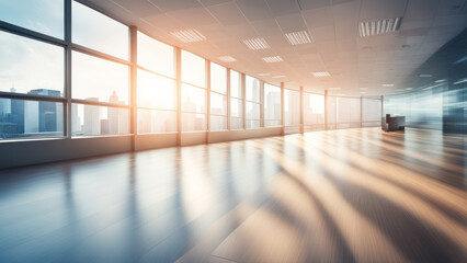 Abstract blurred interior modern hall space with business and empty space, people working,...