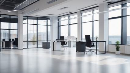 Abstract blurred interior modern office space with business and empty space, people working,...