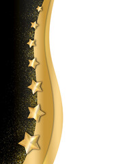Elegant Black & Gold Stars Glitter Wave Shape Transparent Background