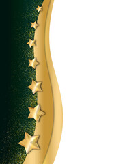 Elegant Green & Gold Stars Glitter Wave Shape Transparent Background