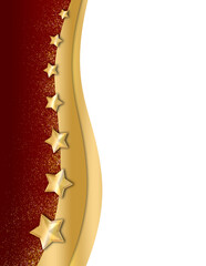 Elegant Red & Gold Stars Glitter Wave Shape Transparent Background