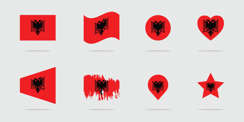 Flage of Albania. Set of flags. Vector flag set collection of Albania.