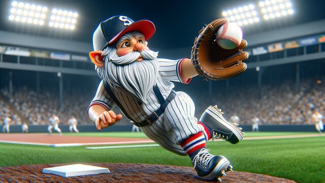 a gnome dressed in a baseball uniform