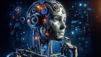 portrait of advanced humanoid robot