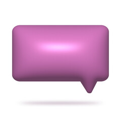 3d Blank Violet Speech Bubble Isolated on White Background. Message and Tallking Cloud Illustrated.