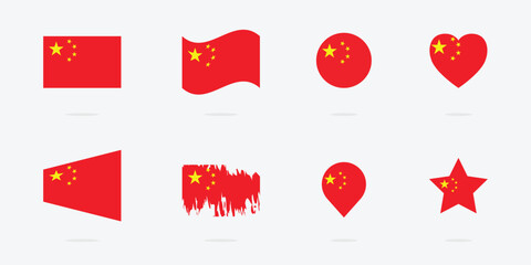Flage of China. Set of flags. Vector flag set collection of China. Chinese flag set. - obrazy, fototapety, plakaty
