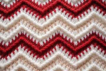 Red and White Chevron Knitted Texture